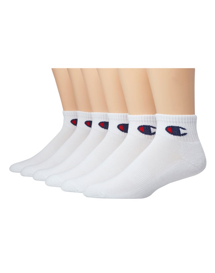 Champion Womens Socks NZ - Ankle C Logo 6-Pairs White ( 4259-ZIQLX )